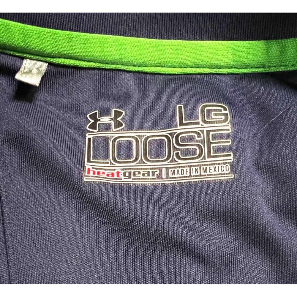 Under Armour Loose Fit Polo Top Navy Blue HeatGear Activewear Mens Size L - Picture 4 of 9